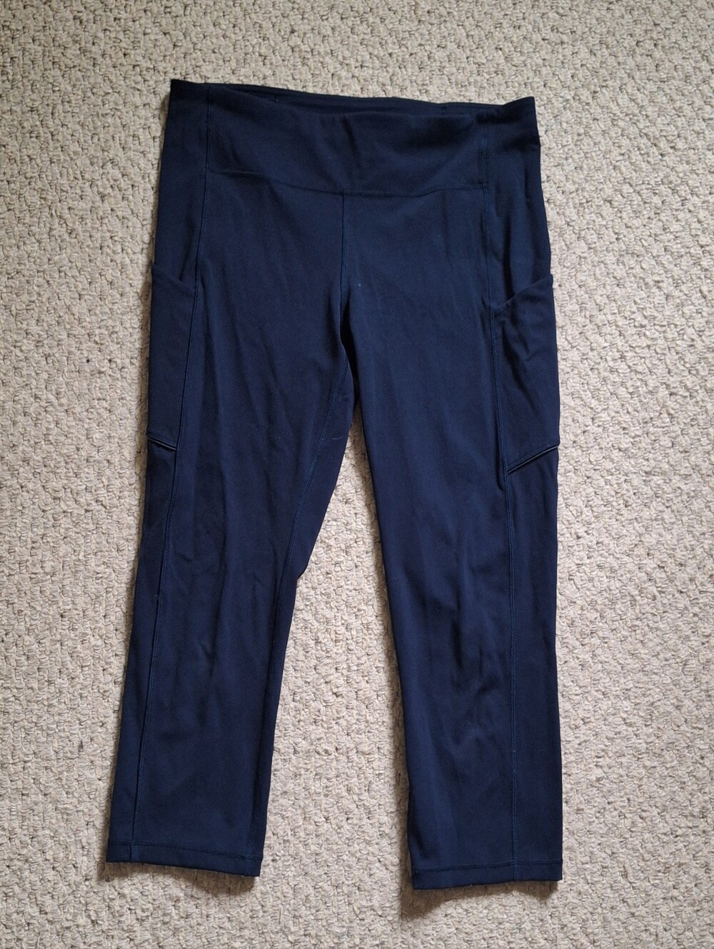 High-Rise Navy Capris with Side Pockets